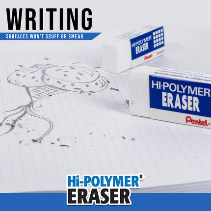 Pentel HI-Polymer Borrador Combo Pack, 6 Capuchones, 1 Grande (ZEH0210BP7)