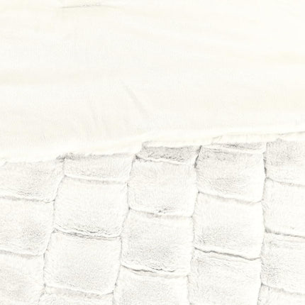 Elegante y cómodo juego de edredón de piel sintética de 3 piezas, lujoso y esponjoso, cálido para todas las estaciones, alternativa a la pluma, juego de cama ultrasuave de micro-visón de felpa de 3 piezas con fundas a juego, Queen, Marfil