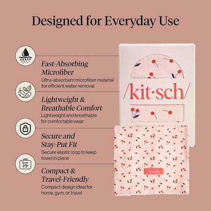 Kitsch XL Plush Microfiber Hair Towel Wrap for Women - Cherry, 40x24 inches