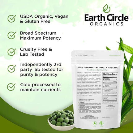 Earth Circle Foods Chlorella Tablets, 1000 Count