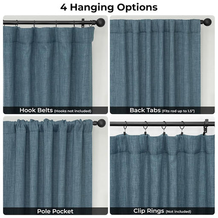 HPD Half Price Drapes Extra Wide Linen Room Darkening Curtain (1 Panel) 100 X 96, BOCH-LN21330-96-DW, Reverie Blue