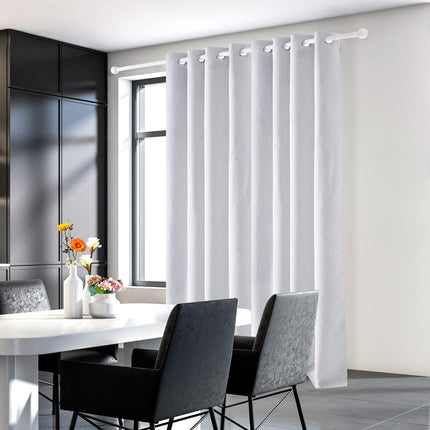 Deconovo Grommet Blackout Curtains with Pattern Wave Line with Dots Foil Print for Bedroom Window Curtains 52 x 95 Inch Silver Grey 2 Drapes