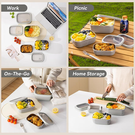 Lille Home Stainless Steel Food Containers with Lids, 47oz+30oz+16oz