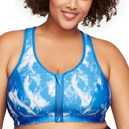 Glamorise Zip Up Front-Closure Sports Wirefree Bra