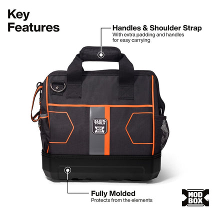 Klein Tools 62203MB MODbox Tool Bag, Part of the MODbox Mobile Workstation, 28 Pockets for Maximum Tool Storage, Internal Headlamp Bracket