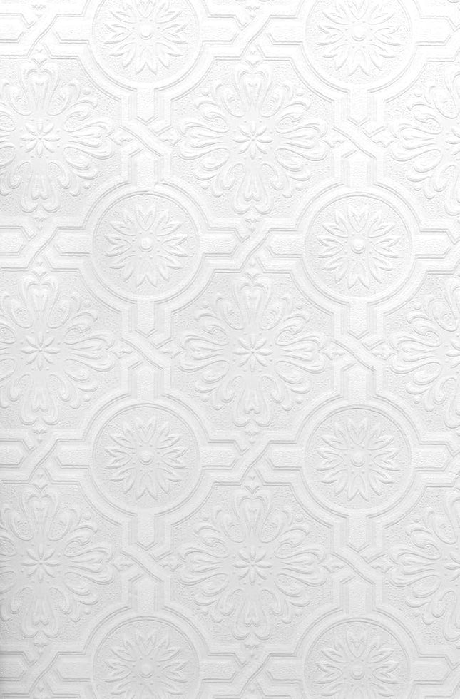 Brewster Nazareth Ornate Tiles Paintable Wallpaper Paintable