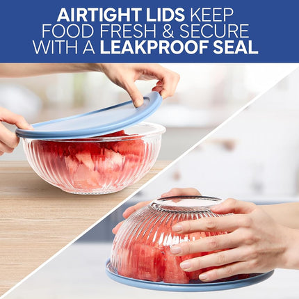 COOK WITH COLOR 12 PC Glass Mixing Bowl Set with Lids ? Borosilicate Glass Nesting Storage Bowls for Kitchen, Prep, Baking & Serving ? Dishwasher, Microwave & Freezer Safe ? Airtight & Leakproof Lids