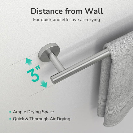 USHOWER Brushed Nickel Bath Towel Bar, 30-Inch Towel Rack for Bathroom Wall Mounted, Thicken SUS304 Stainless Steel Towel Rod (Total Length 32-Inch)
