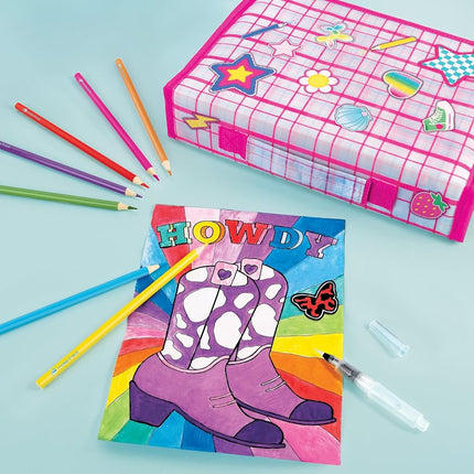 Make It Real: Creative Artist Suitcase Art Set - 50pc Zipper Binder Case, Gel Pens-Color Pencils-Acrylic Markers-Stickers, Crafts Tweens-Girls-Kids 6+