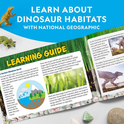 National Geographic Light Up Terrarium Kit for Kids - Build a Dinosaur Habitat with Real Plants & Gemstones, Science Kit, Dinosaur Toys for Kids