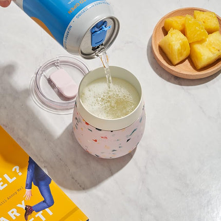 W&P Porter Insulated Glass 11 oz | No Metallic Aftertaste Ceramic Coated for Beer, Wine, Cocktails, Coffee, & Tea | Wide Mouth Vacuum Insulated | Dishwasher Safe, Terrazzo Blush