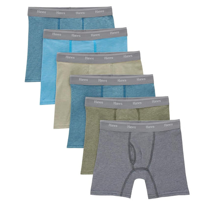 Bóxers Hanes Originals para niño, ropa interior para preadolescentes, algodón elástico, paquete de 6, canela/azul oasis/verde militar/gris - Paquete de 6, Grande