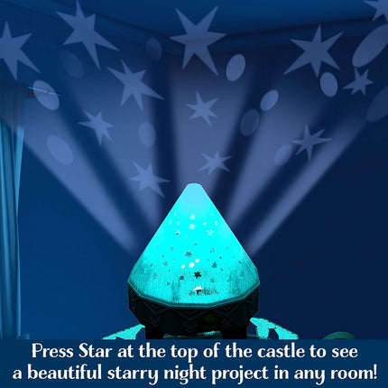 Disney Wish Rosas Castle Dollhouse Playset with 2 Posable Mini Dolls, Star Figure, 20 Accessories, Light-Up Projection Dome & More, HPX38
