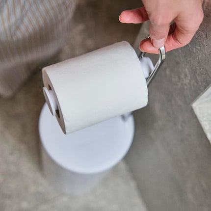 Joseph Joseph EasyStore Toilet Paper Holder Stand, Concealed Storage, Holds 3 Spare Rolls, Gloss White Black