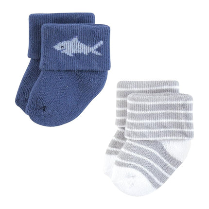 Hudson Baby Unisex Baby Cotton Rich Newborn and Terry Socks, Ocean Friends, 6-12 Months, Ocean Friends, 6-12 Months