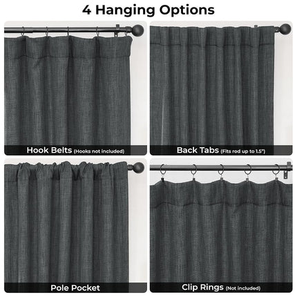 HPD Half Price Drapes Faux Linen Room Darkening Curtains - 84 Inches Long Luxury Linen Curtains for Bedroom & Living Room (1 Panel), 50W X 84L, Dark Gravel