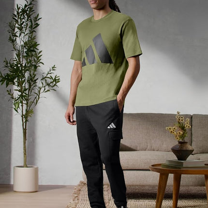 adidas Men's Essentials Feel Cozy Fleece Cargo Pants, Black/White, S Tall