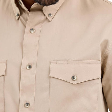 Wrangler Men's Painted Desert Two Pocket Long Sleeve Button Work Shirt SHIRT, Tan, S