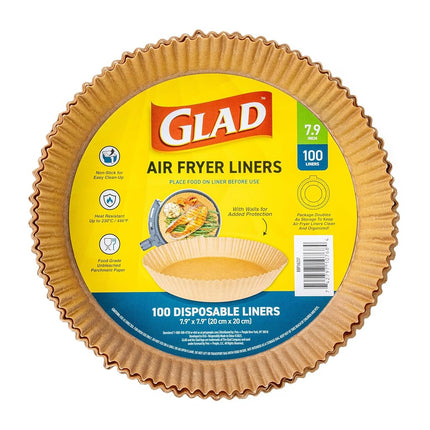 Glad Air Fryer Liners, Nonstick and Heat Resistant, Food Grade Material, Suitable for Round and Square Air Fryers, Air Fryer Accessories, 6.5" x 6.5" - 100 Count