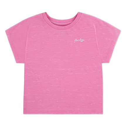 Hurley Girls Soft Knit Basic T-Shirt, Peony Pink, 3T