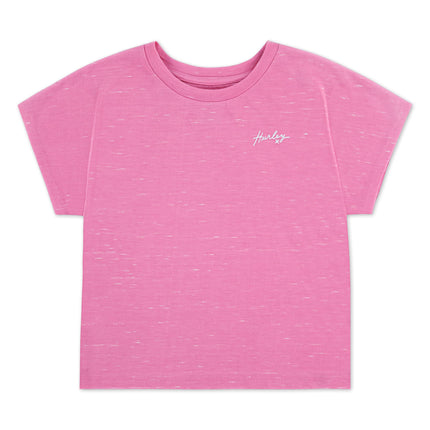 Hurley Girls' Soft Knit Basic T-Shirt, Peony Pink,