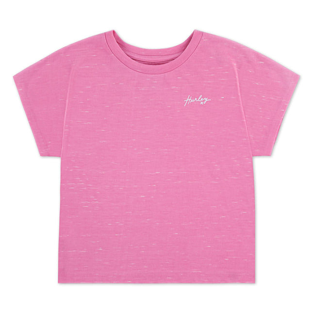 Hurley Girls' Soft Knit Basic T-Shirt, Peony Pink,