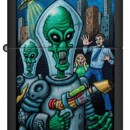 Zippo Alien Attack Design Black Matte Pocket Lighter