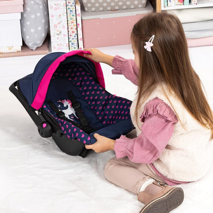 Bayer Design 67954AA Doll car seat, with sun canopy, adjustable handle, harness, for dolls up to 46 cm, attachable to Neo Vario, Xeo dolls prams, for children 3+ age
