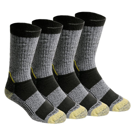 Dickies Men's Kevlar Reinforced Steel Toe Crew Socks, Available in L-XL (2, Black (4 Pairs), Large (Pack of 4)