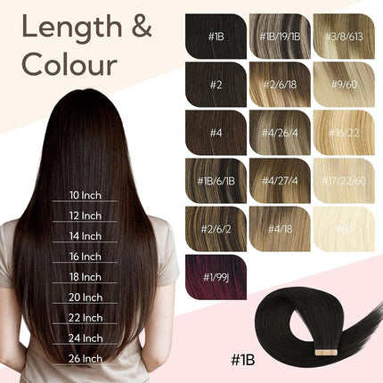 hotbanana Tape in Hair Extensions Human Hair 16 Inch