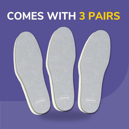 Dr. Scholl's Go Sockless! Cushioning Insoles, Unisex, 3 Pairs, Trim to Fit Inserts