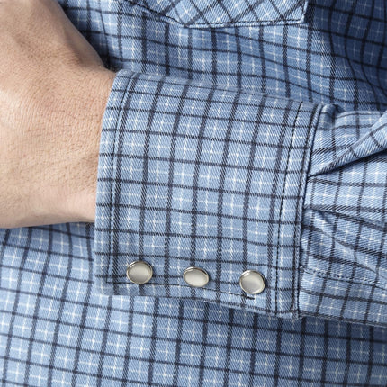 Camisa Occidental de Dos Bolsillos con Botones a Presión Resistente al Fuego Wrangler para Hombre, Tallas Grandes, a Cuadros Azules, 4X