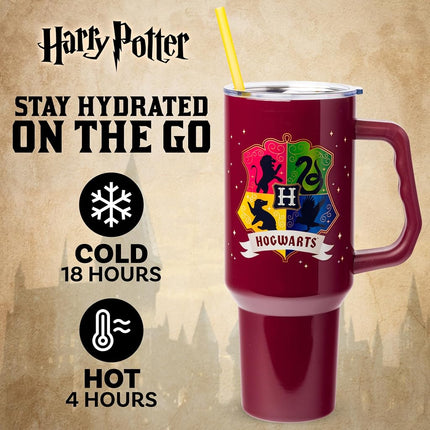 Silver Buffalo Harry Potter Hogwarts Crest, Stainless Steel Tumbler, 40oz