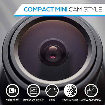 Pyle Universal Mount Front Rear Camera - Marine Grade Waterproof Built-in Distance Scale Lines Backup Parking/Reverse Assist Cam w/ Night Vision LED Lights 420 TVL Resolution & RCA Output - PLCM38FRV