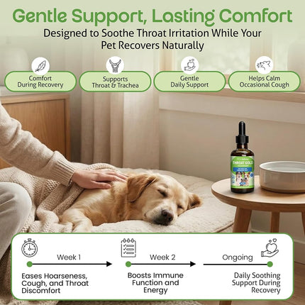 Pet Wellbeing Throat Gold for Dogs - Natural Herbal Cough, Throat and Respiratory Support for Dogs - 2 oz(59ml)