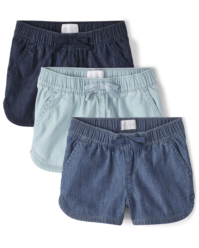 The Children's Place Girls' Denim Pull on Shorts, 