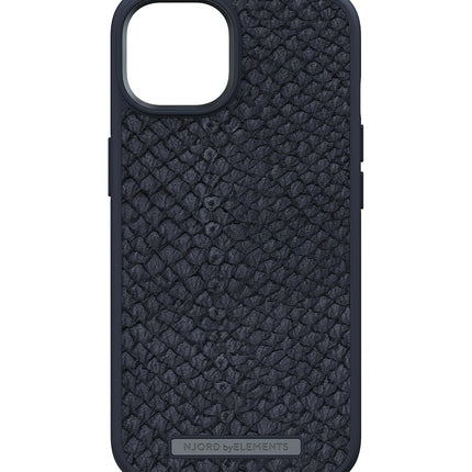 Njord Collections iPhone 14 Plus Case - Mobile Phone Case Made Salmon Leather - Reycled/Durable Material - 2 Metre Drop Protection - Suitable for Magsafe/Wireless Charging - Black
