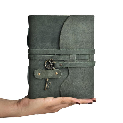 LEATHER VILLAGE Vintage Leather Journal Book of Shadows (8 inches X 6 inches, Aqua)