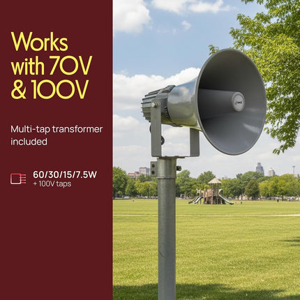 Pyle Indoor/Outdoor PA Horn Speaker – 12.7" Weather-Resistant Paging System, Commercial Audio Loudspeaker Powerful Sound & Easy Mounting 60 Watts for Schools, Shops, Warehouses & Campsites