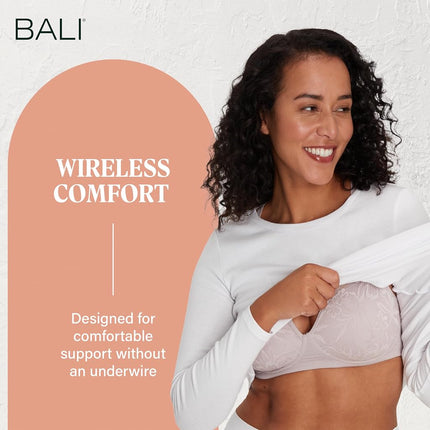 Bali Women's Breathe Modal T-Shirt, Breathable Wireless, Full-Coverage Convertible Bra, 1 inches, Gloss, L