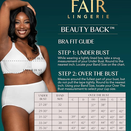 Vanity Fair Women's Beauty Back Smoothing Bra, Minimizes Bust Line Up to 1.5", Non Padded Cups Up to H, Opaque, White Coconut Lace, 44C