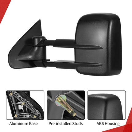 YITAMOTOR Towing Mirrors Compatible with 2014-2018 Chevy Silverado GMC Sierra 1500, 2015-2018 Silverado Sierra 2500 HD 3500 HD, Power Control Heated Manually Folding Telescoping Side Mirror Black