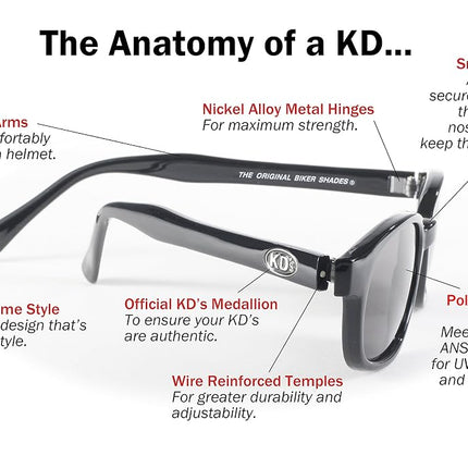 Original KD's Biker Sunglasses with Dark Grey Lenses