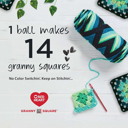 Red Heart All in ONE Granny Square Scarlet Sands Yarn - 3 Pack of 8.8oz/250g - 100% Acrylic - #4 Worsted (Medium) - 440 Yards - Knitting/Crochet