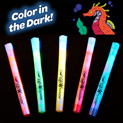 Crayola Glow Fusion - Deep Sea Critters (12pcs), Glow in The Dark Markers, Sea Creature Coloring Pages, Gift for Boys & Girls, Ages 8+
