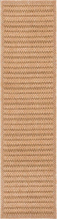 Alfombra Unique Loom para exteriores Border Collection - A cuadros (2' x 8' pasillo marrón claro)