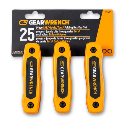 GEARWRENCH 83512 SAE/Metric/Torx Folding Hex Key Set, 25 Piece