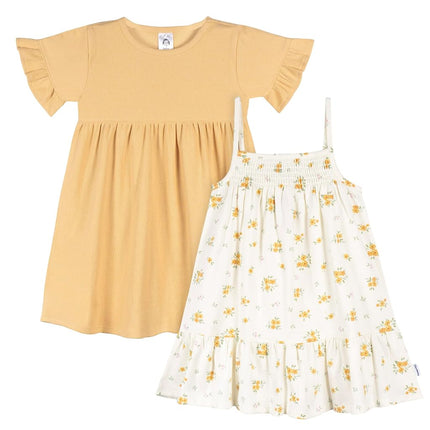 Gerber Girls Ensemble Robes Manches Courtes et Sans Manches pour Tout-Petits, Bouquets, 3T
