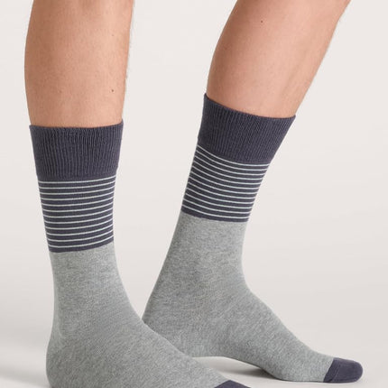 Ted Baker Men's 3 Pack Pattern Crew Dress Socks, Grey Heather/Black, One Size