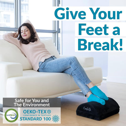 ComfiLife Adjustable Footrest Memory Foam - Ergonomic Design for Back and Hip (Black)